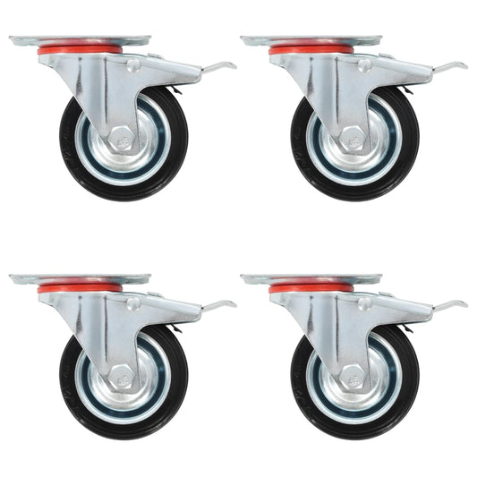 Berkfield Swivel Casters with Double Brakes 4 pcs 75 mm