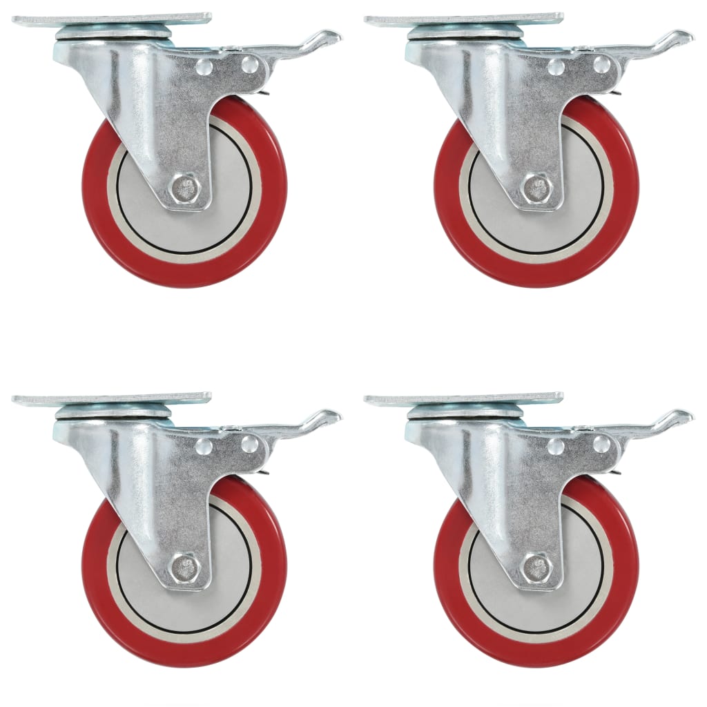 Berkfield Swivel Casters with Double Brakes 4 pcs 100 mm