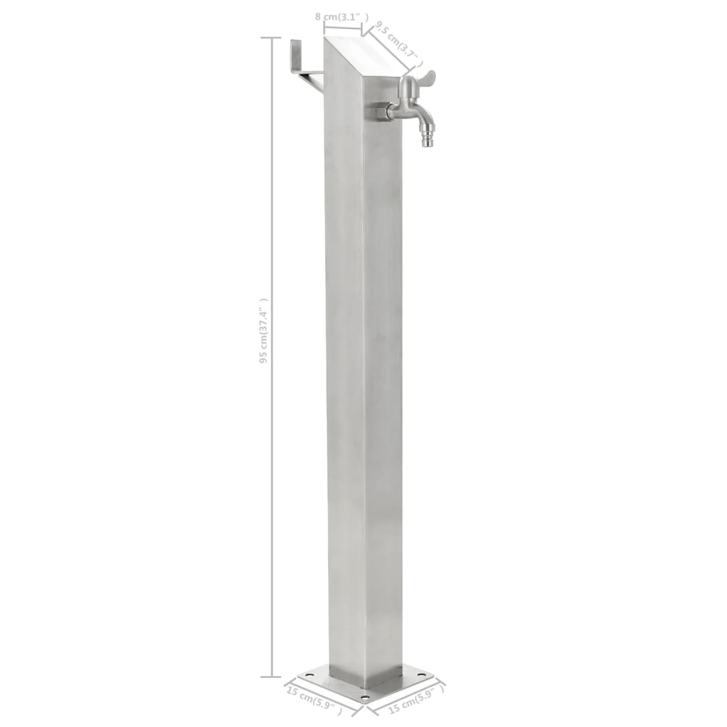 Berkfield Garden Water Column Stainless Steel Square 95 cm