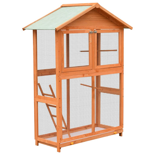 Berkfield Bird Cage Solid Pine & Fir Wood 125.5x59.5x164 cm