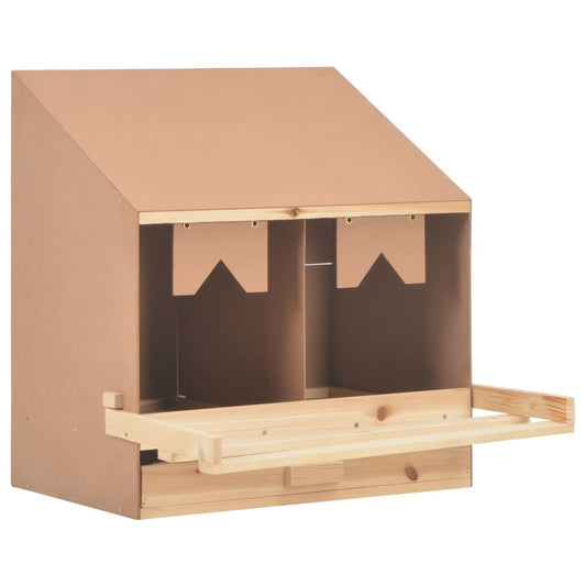 Berkfield Chicken Laying Nest 2 Compartments 63x40x65 cm Solid Pine Wood