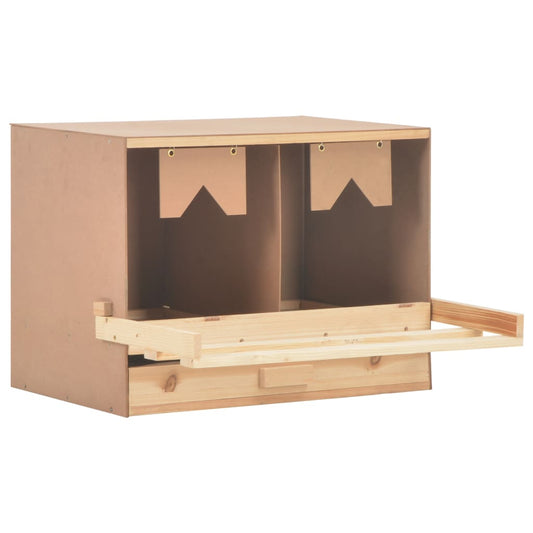 Berkfield Chicken Laying Nest 2 Compartments 63x40x45 cm Solid Pine Wood