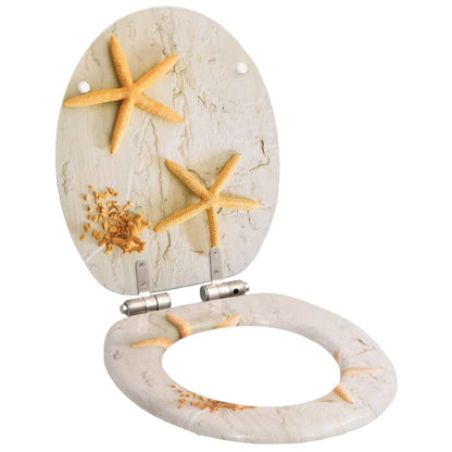 Berkfield WC Toilet Seat with Soft Close Lid MDF Starfish Design