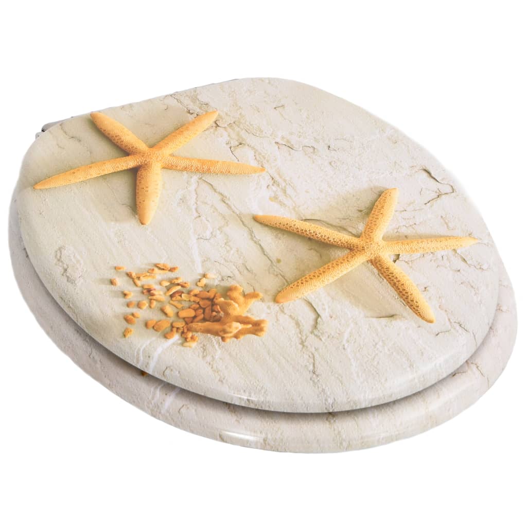 Berkfield WC Toilet Seat with Soft Close Lid MDF Starfish Design