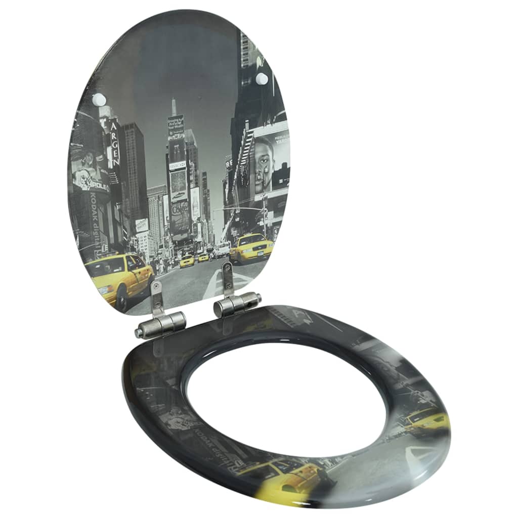Berkfield WC Toilet Seat with Soft Close Lid MDF New York Design