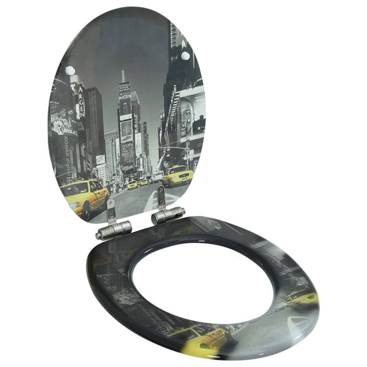 Berkfield WC Toilet Seat with Soft Close Lid MDF New York Design
