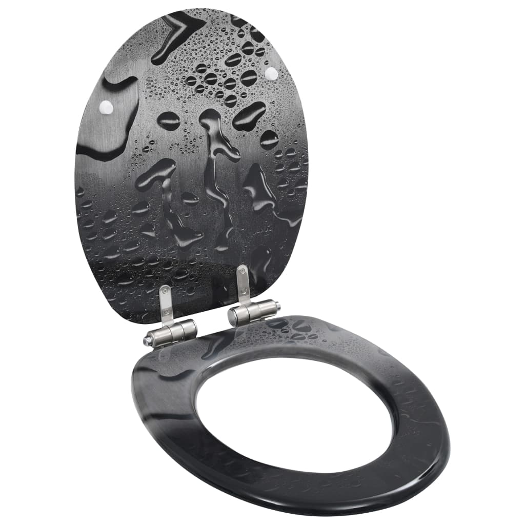 Berkfield WC Toilet Seat with Soft Close Lid MDF Water Drop Design