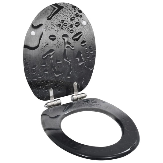 Berkfield WC Toilet Seat with Soft Close Lid MDF Water Drop Design