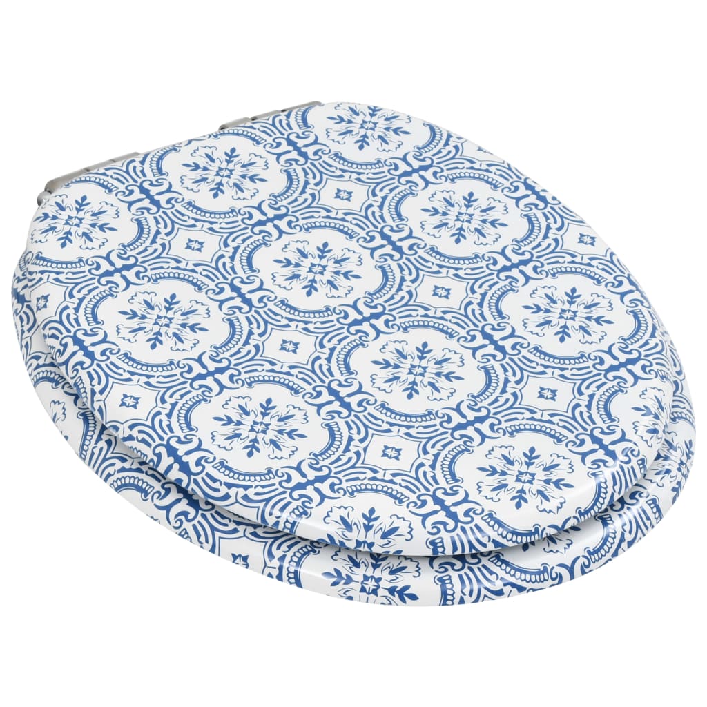 Berkfield WC Toilet Seat with Soft Close Lid MDF Porcelain Design