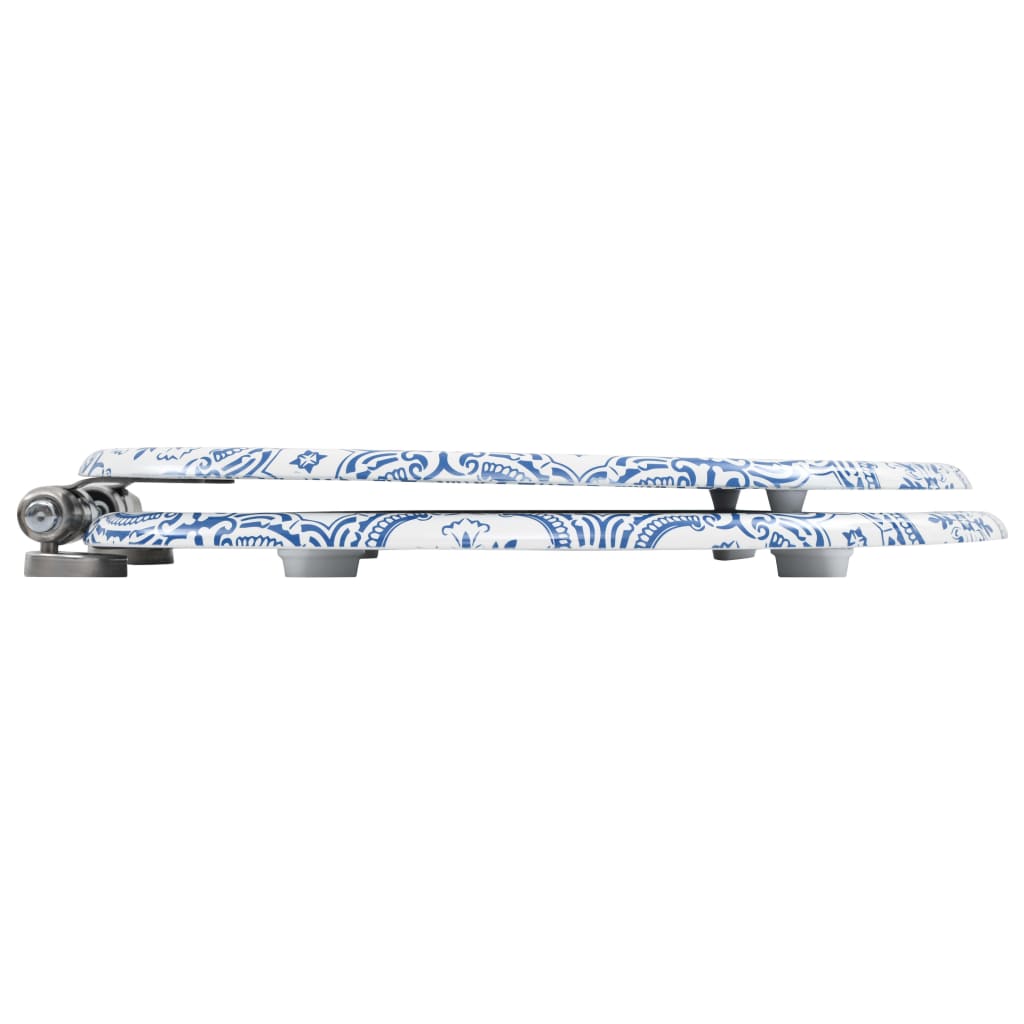 Berkfield WC Toilet Seat with Soft Close Lid MDF Porcelain Design