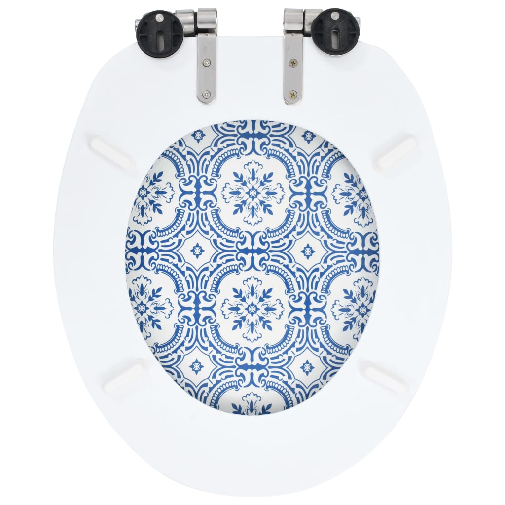 Berkfield WC Toilet Seat with Soft Close Lid MDF Porcelain Design