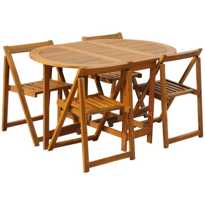 Berkfield 5 Piece Folding Outdoor Dining Set Solid Acacia Wood