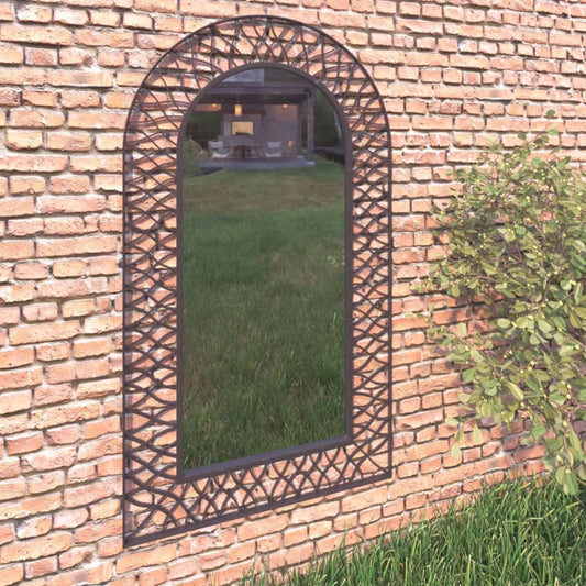 Berkfield Garden Wall Mirror Arched 60x110 cm Black