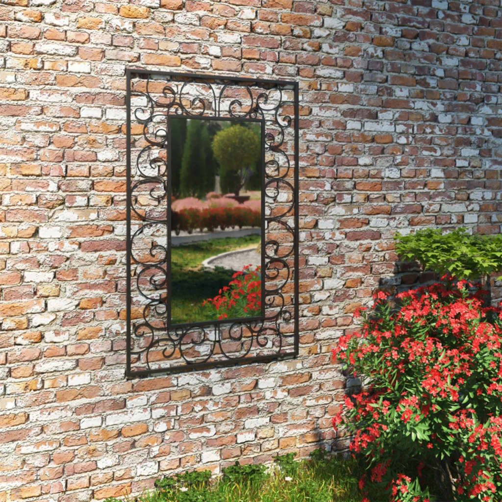 Berkfield Garden Wall Mirror Rectangular 50x80 cm Black