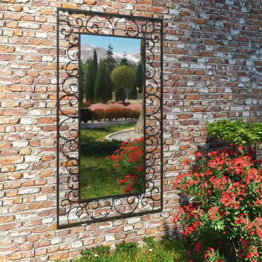 Berkfield Garden Wall Mirror Rectangular 60x110 cm Black