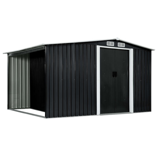 Berkfield Garden Shed with Sliding Doors Anthracite 329.5x131x178 cm Steel