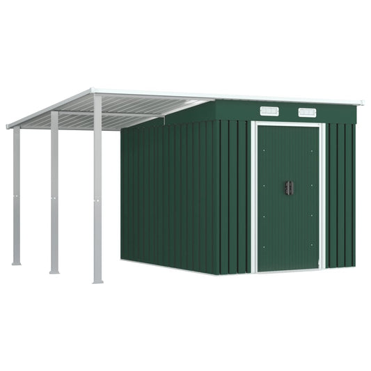 Berkfield Garden Shed with Extended Roof Green 346x236x181 cm Steel