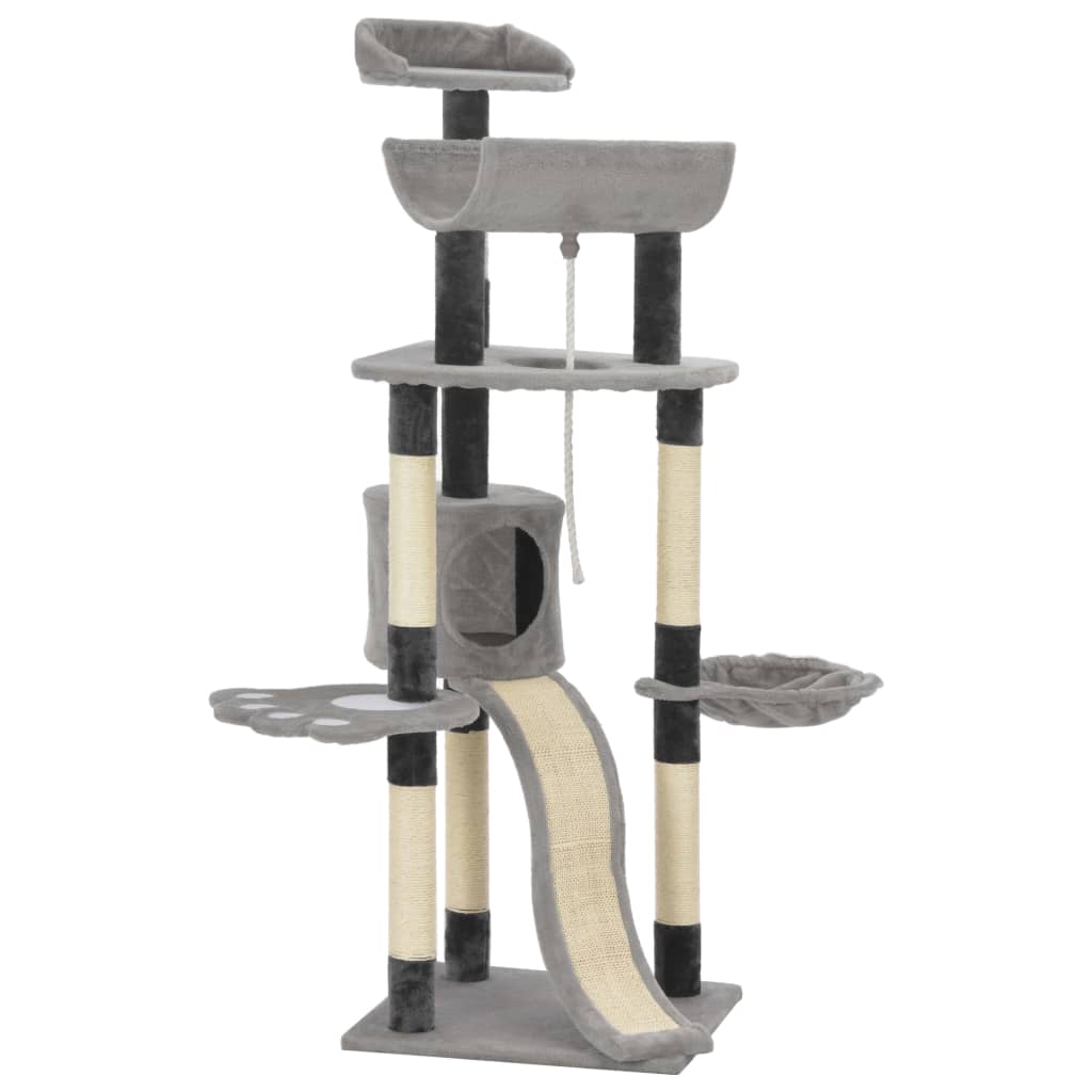 Berkfield Cat Tree with Sisal Scratching Posts Grey 145 cm