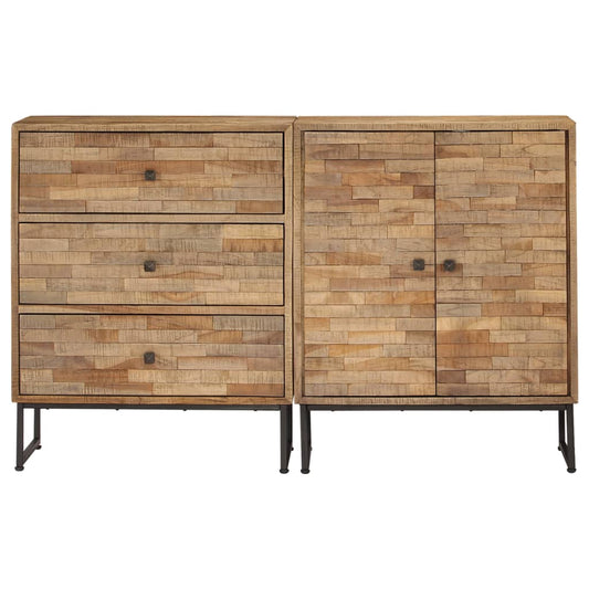 Berkfield Sideboard Set 2 Pieces Reclaimed Teak Wood