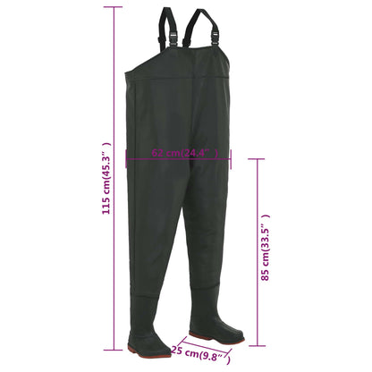 Berkfield Wading Pants with Boots Green Size 38