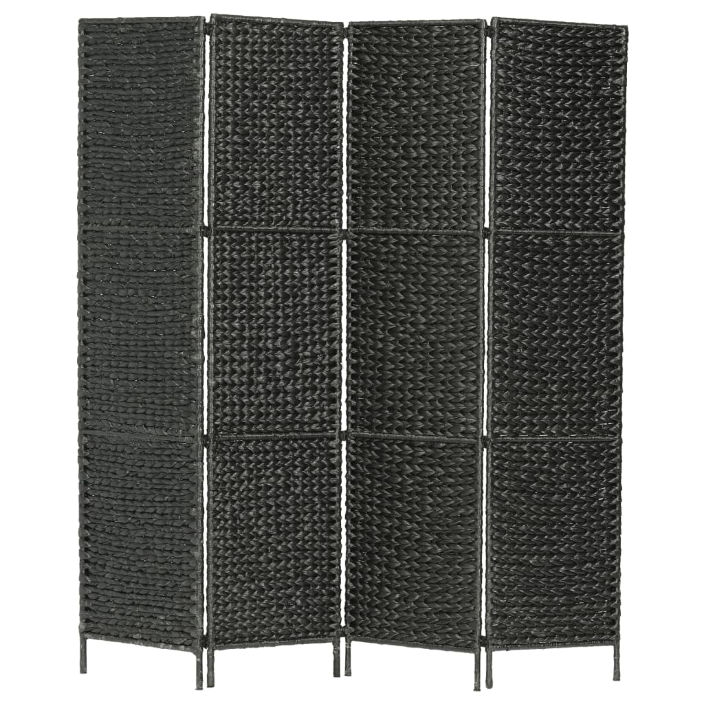 Berkfield 4-Panel Room Divider Black 154x160 cm Water Hyacinth