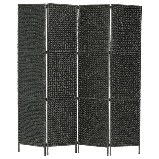 Berkfield 4-Panel Room Divider Black 154x160 cm Water Hyacinth