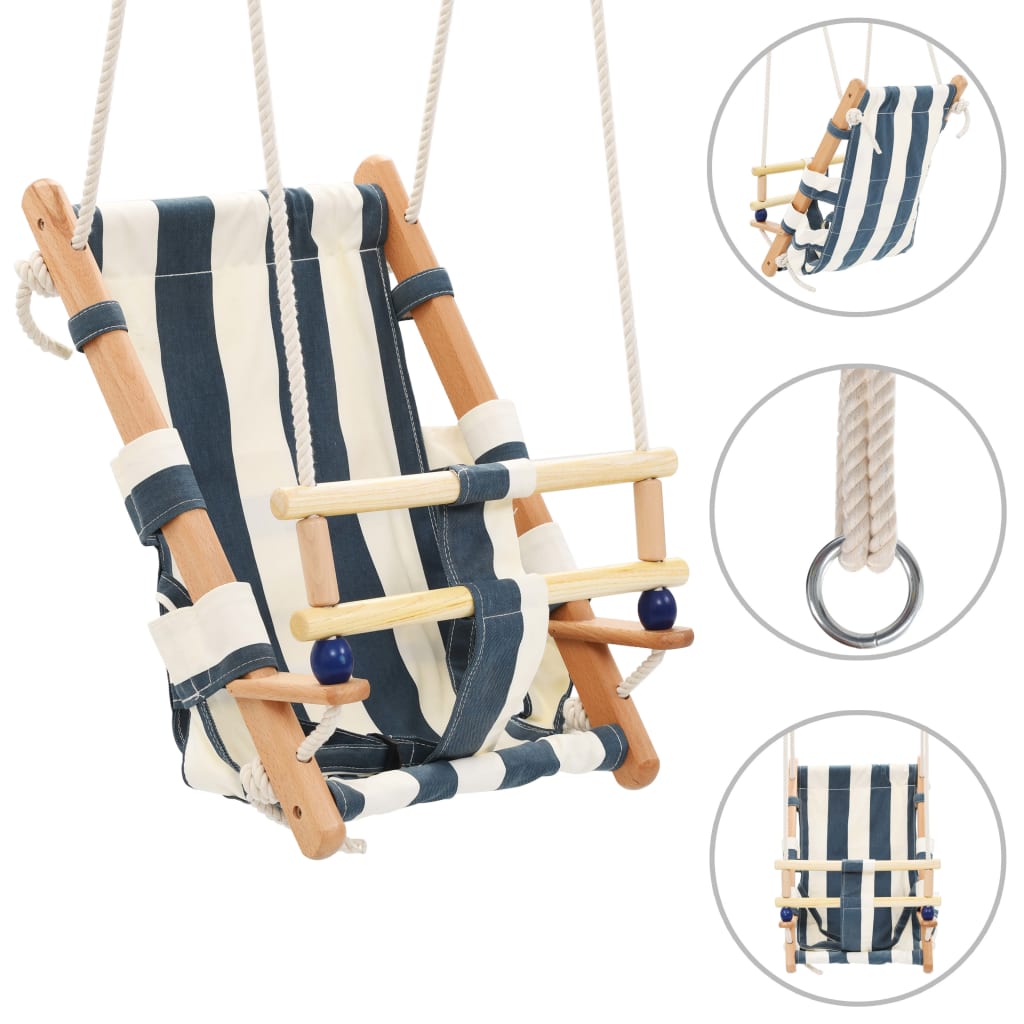 Berkfield Baby Swing with Safety Belt Cotton Wood Blue