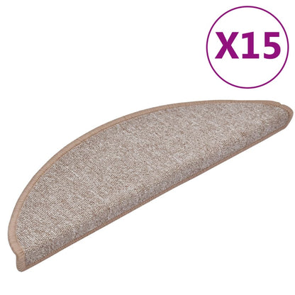 Berkfield Carpet Stair Treads 15 pcs Light Brown 56x17x3 cm