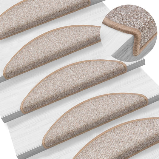 Berkfield Carpet Stair Treads 15 pcs Light Brown 56x17x3 cm