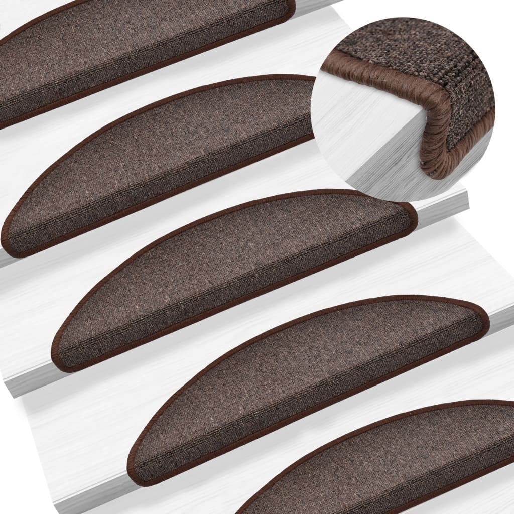 Berkfield Carpet Stair Treads 15 pcs Coffee Brown 56x17x3 cm