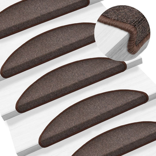 Berkfield Carpet Stair Treads 15 pcs Coffee Brown 56x17x3 cm