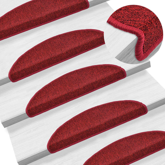 Berkfield Carpet Stair Treads 15 pcs Bordeaux Red 56x17x3 cm
