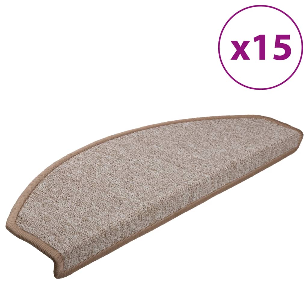 Berkfield Carpet Stair Treads 15 pcs Light Brown 65x24x4 cm