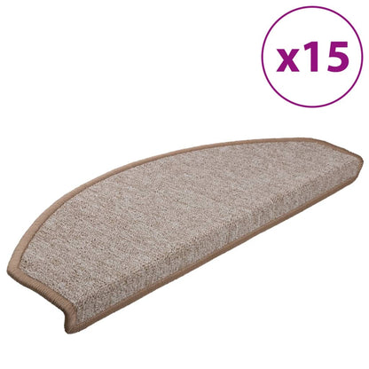 Berkfield Carpet Stair Treads 15 pcs Light Brown 65x24x4 cm