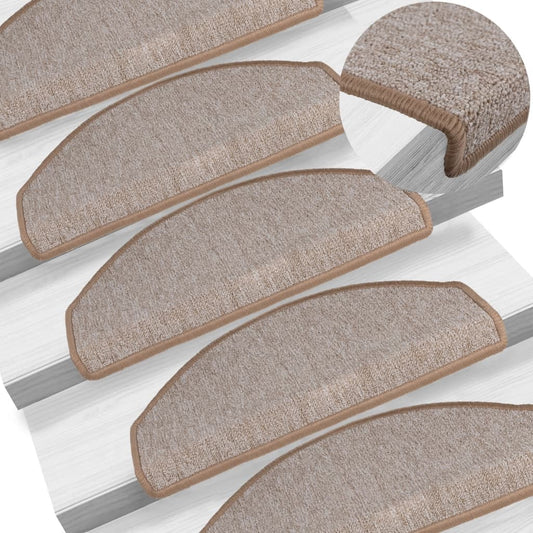 Berkfield Carpet Stair Treads 15 pcs Light Brown 65x24x4 cm