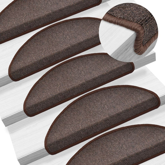 Berkfield Carpet Stair Treads 15 pcs Coffee Brown 65x24x4 cm