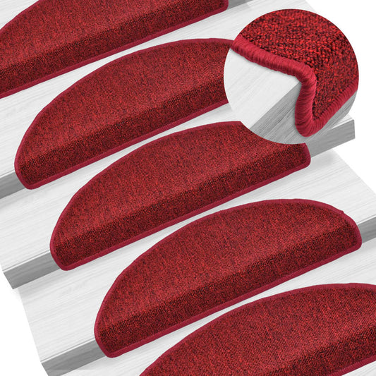 Berkfield Carpet Stair Treads 15 pcs Bordeaux Red 65x24x4 cm