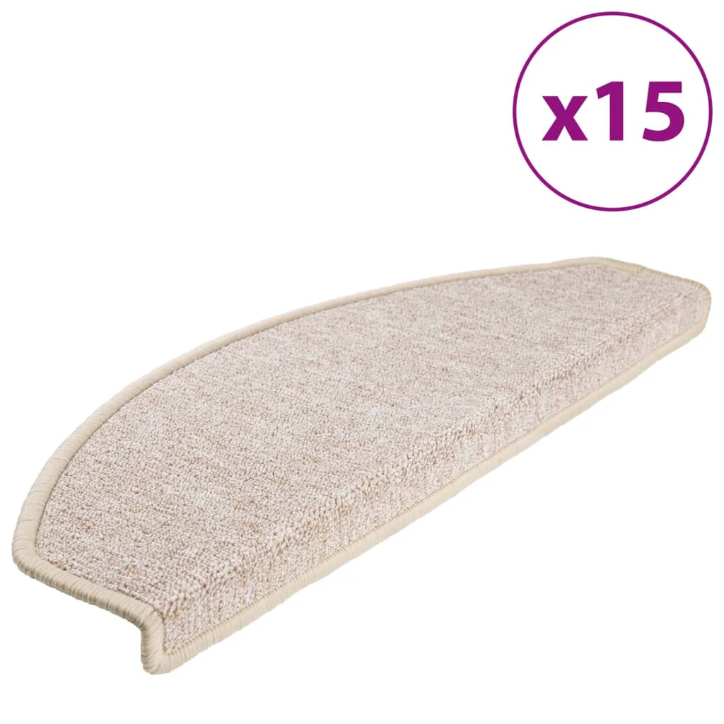 Berkfield Carpet Stair Treads 15 pcs Taupe 65x24x4 cm