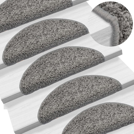 Berkfield Carpet Stair Treads 15 pcs Grey 56x17x3 cm