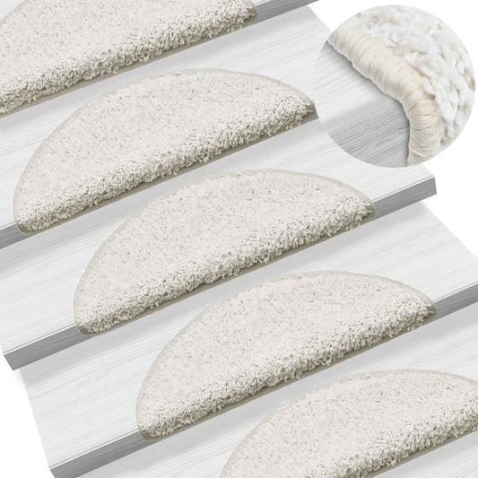 Berkfield Carpet Stair Treads 15 pcs White 56x17x3 cm