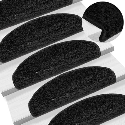Berkfield Carpet Stair Treads 15 pcs Black 65x21x4 cm