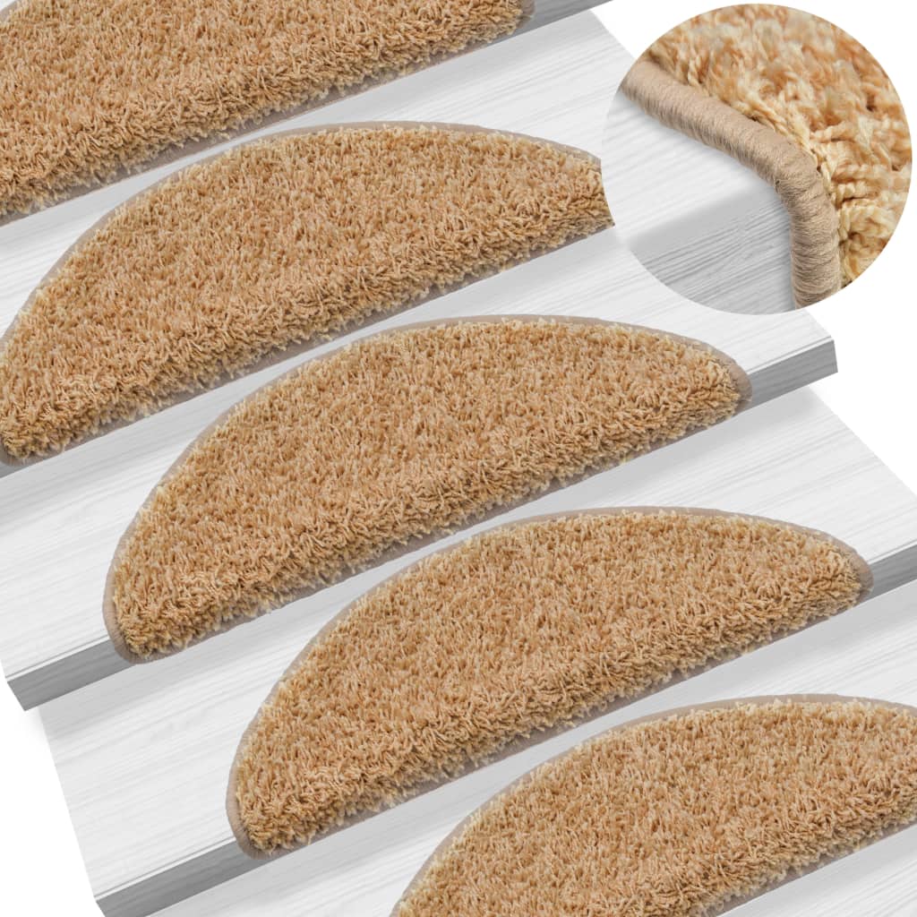 Berkfield Carpet Stair Treads 15 pcs Cream 65x21x4 cm