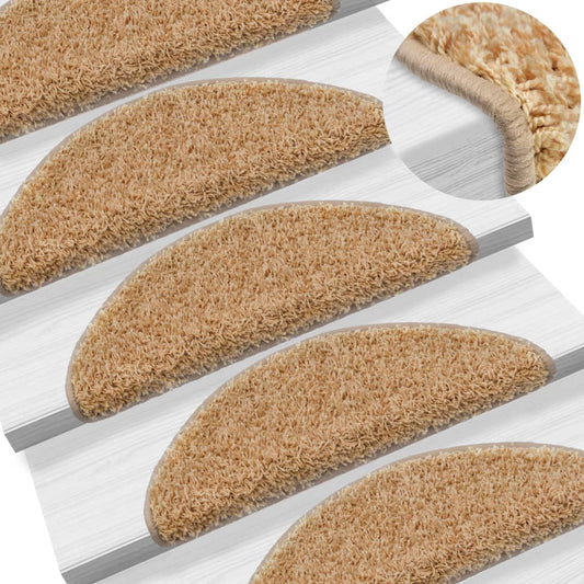 Berkfield Carpet Stair Treads 15 pcs Cream 65x21x4 cm