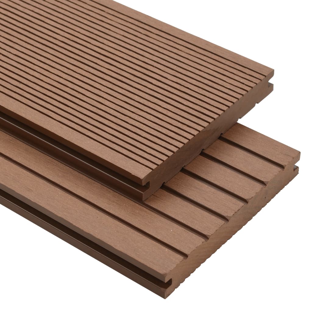 Berkfield WPC Solid Decking Boards with Accessories 16må_ 2.2m Light Brown