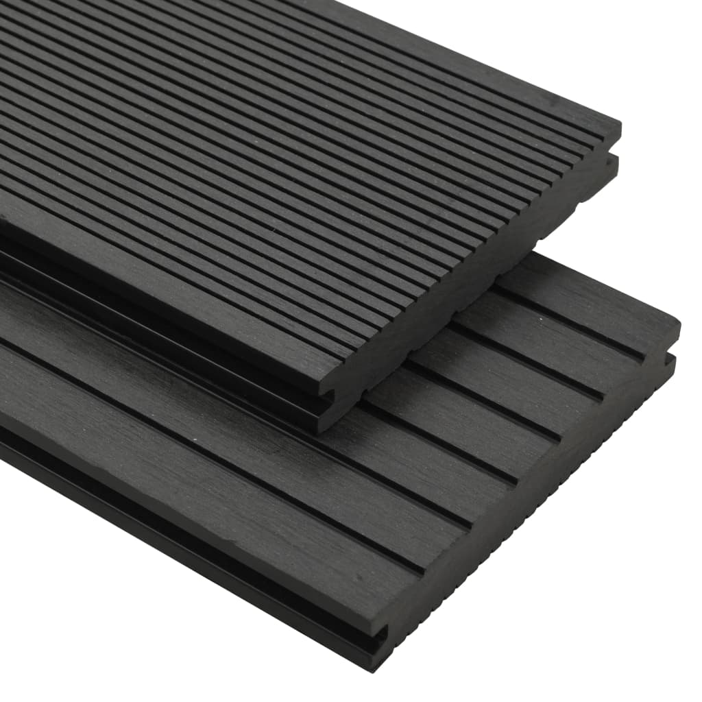 Berkfield WPC Solid Decking Boards with Accessories 10 m�__ 2.2 m Black
