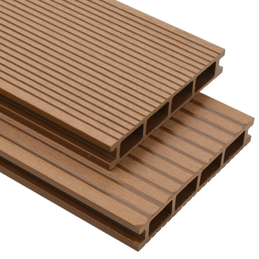 Berkfield WPC Hollow Decking Boards with Accessories 16 må_ 2.2 m Teak