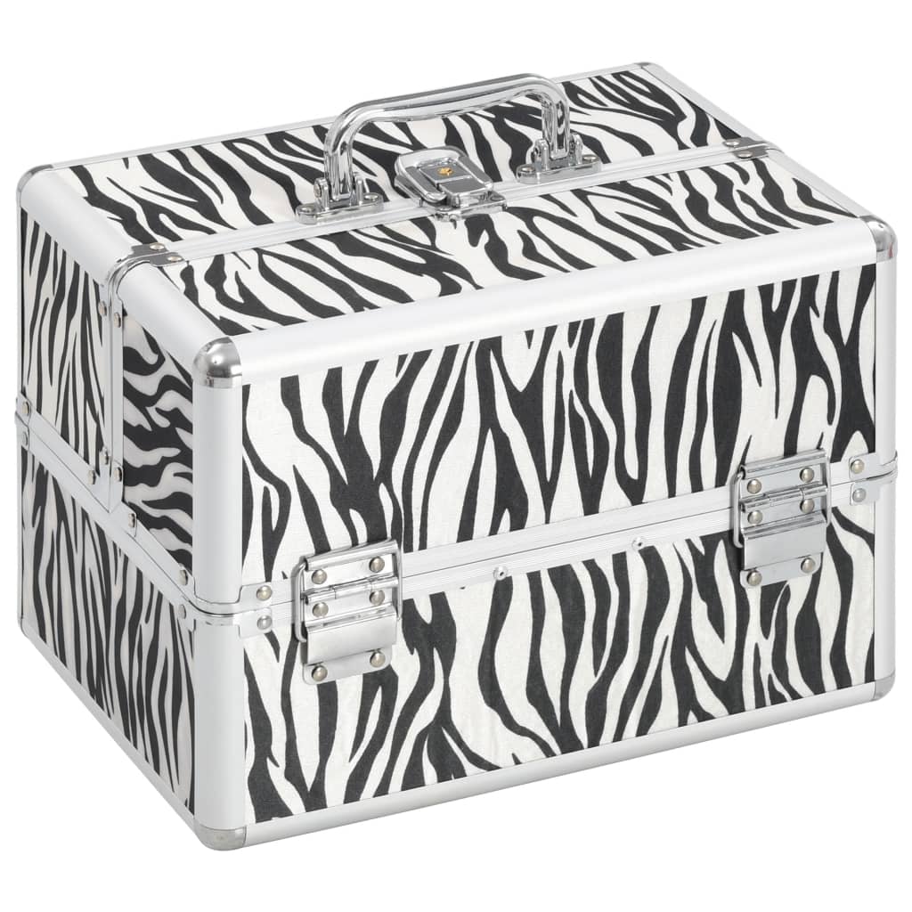 Berkfield Make-up Case 22x30x21 cm Zebra Stripe Aluminium