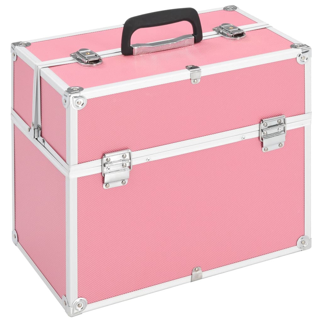Berkfield Make-up Case 37x24x35 cm Pink Aluminium