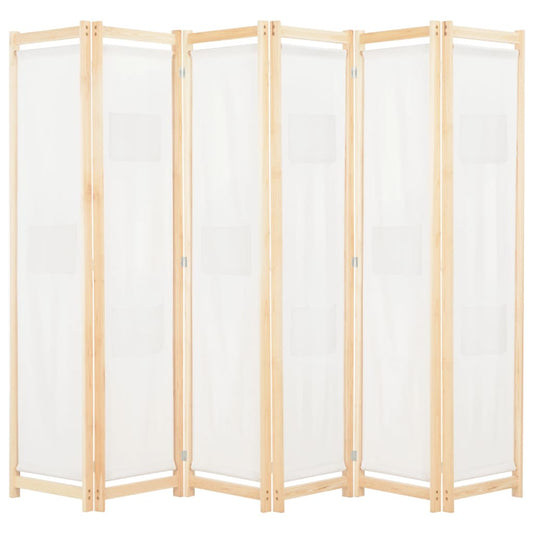 Berkfield 6-Panel Room Divider Cream 240x170x4 cm Fabric