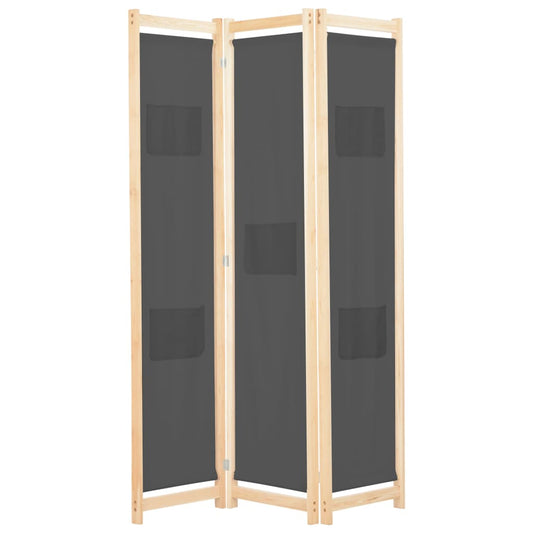 Berkfield 3-Panel Room Divider Grey 120x170x4 cm Fabric